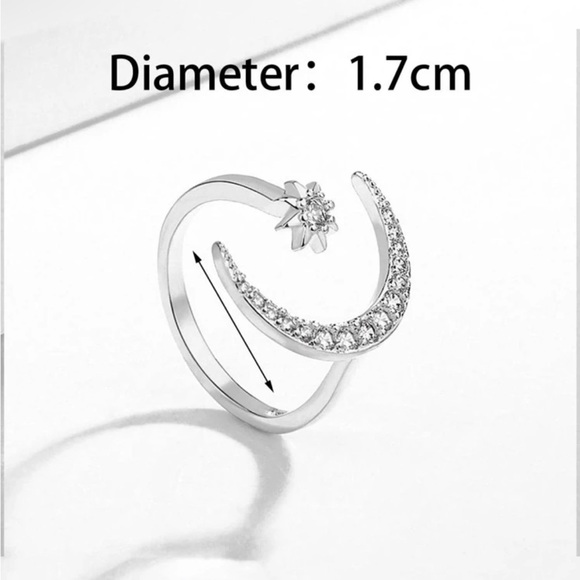 💖5 items for $25 Sale!💖 Rhinestone Moon & Star Cuff Ring - Picture 6 of 6